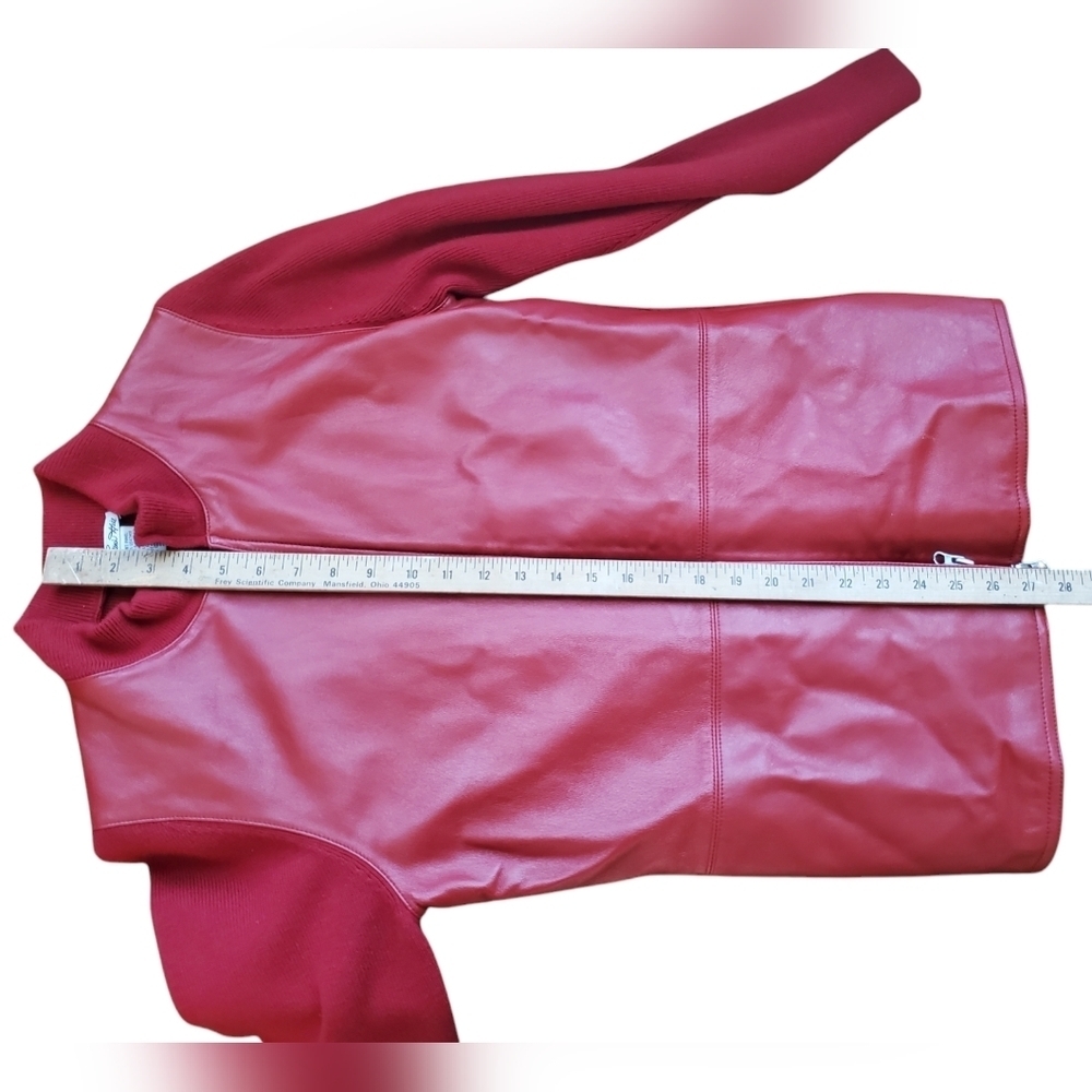 Birch Hill Women's Leather & Wool Zip Jacket. Red. LG - Picture 11 of 11